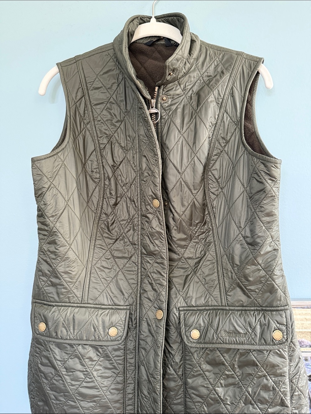 Barbour Quilted Sleeveless Vest in Olive Green